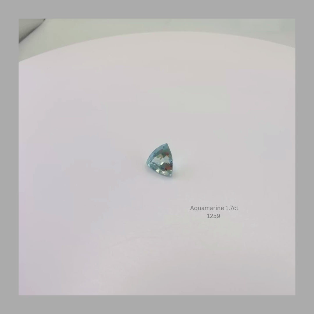 Natural Aquamarine 1.70ct Trillion Cut Loose Gemstone for Custom Jewelry