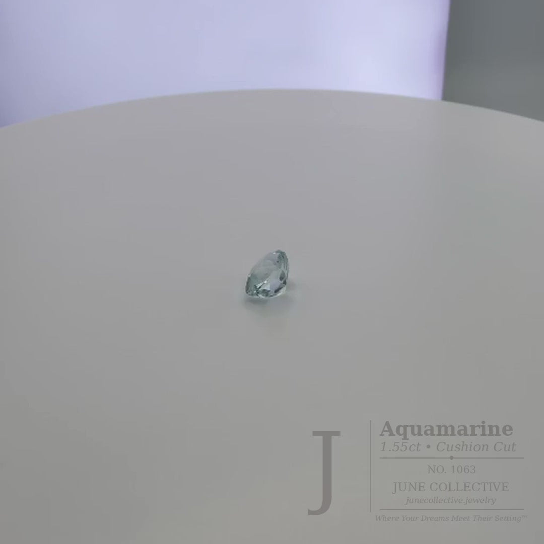 Natural Aquamarine 1.55 ct Cushion Cut Loose Gemstone